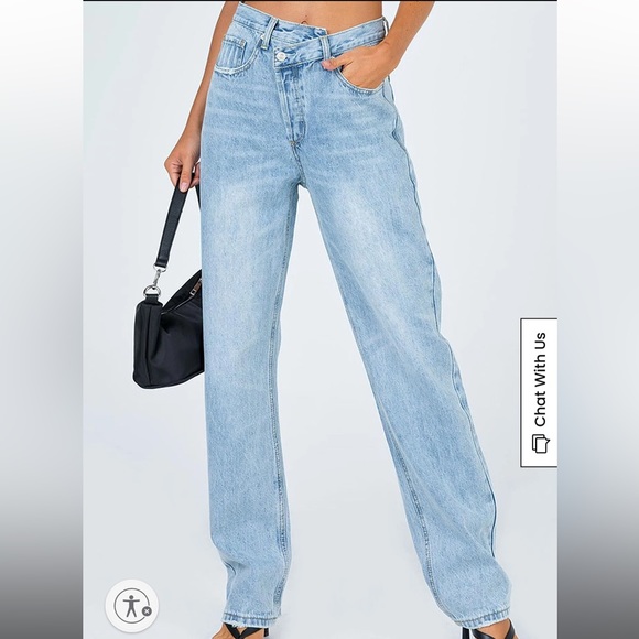 Princess Polly Holly Asymmetrical Straight Leg Jeans - Picture 2 of 6